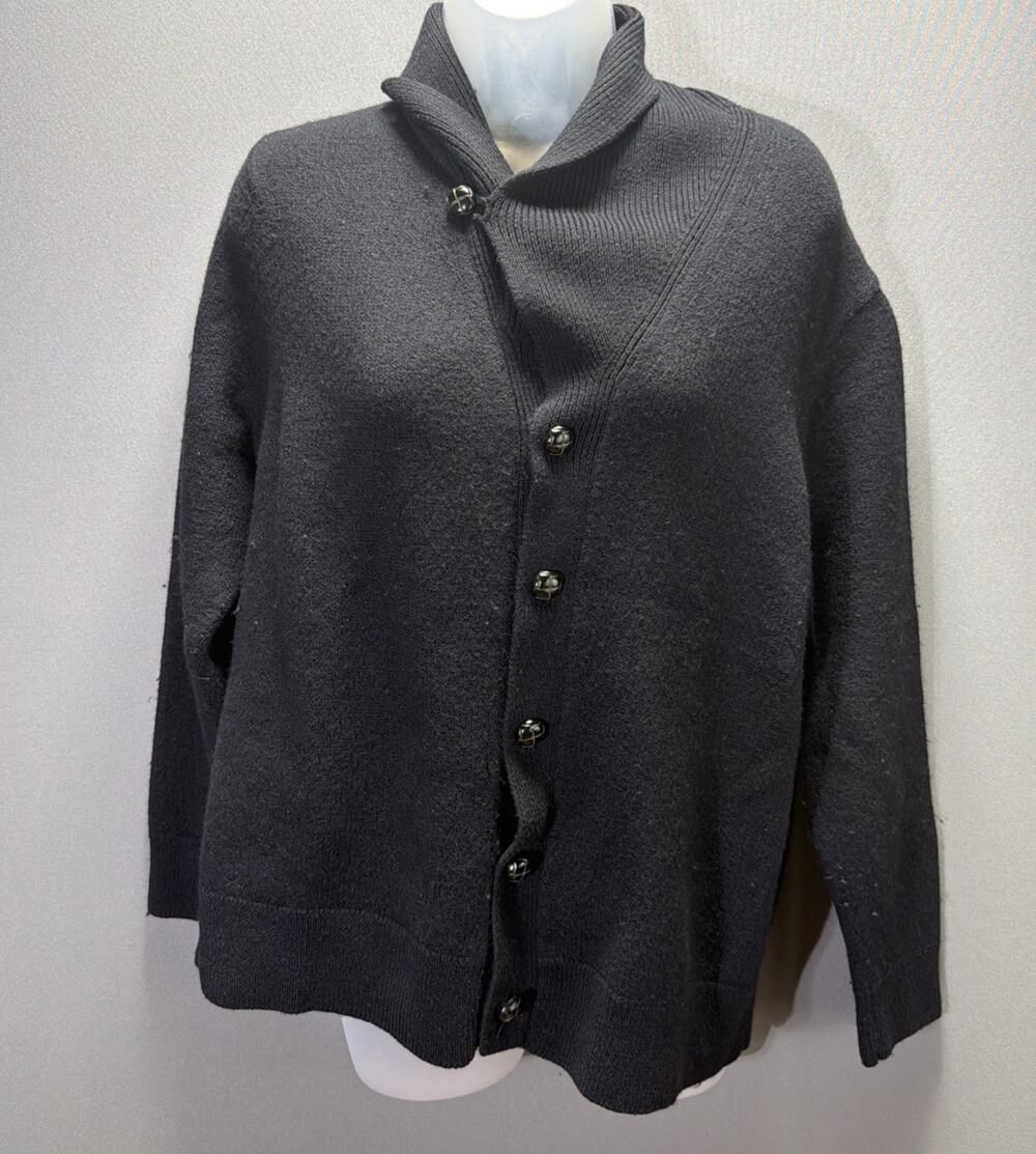 Austin Reed London 100% Merino wool Cardigan Sweater Womens Large Black